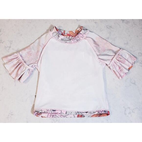 Janie & Jack Girls Ruffle L/S Pink Floral Rash Guard Swim Top US Size 4 - Picture 7 of 11